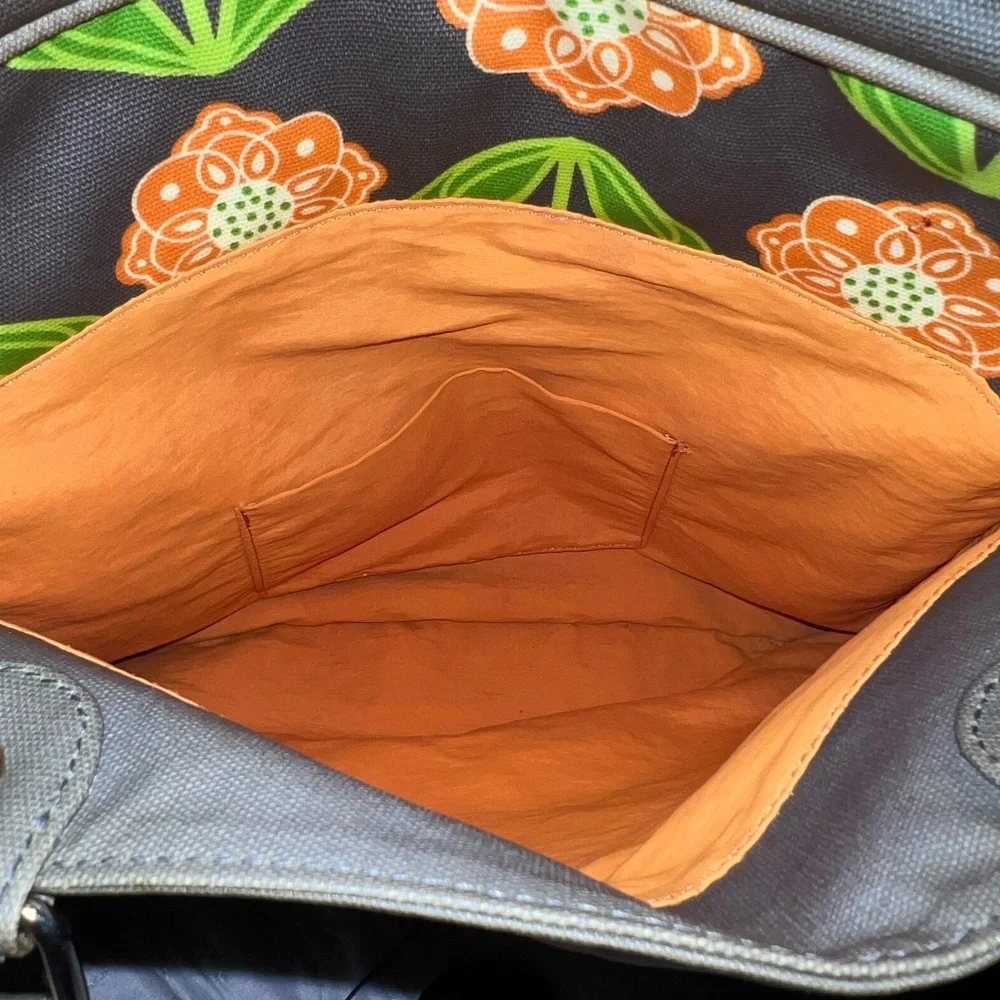 Petunia Pickle Bottom Santiago Sunset Floral Diaper Bag Backpack Gray and Orange